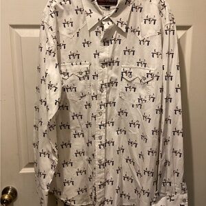 Men's western White Patterned Casual Shirt